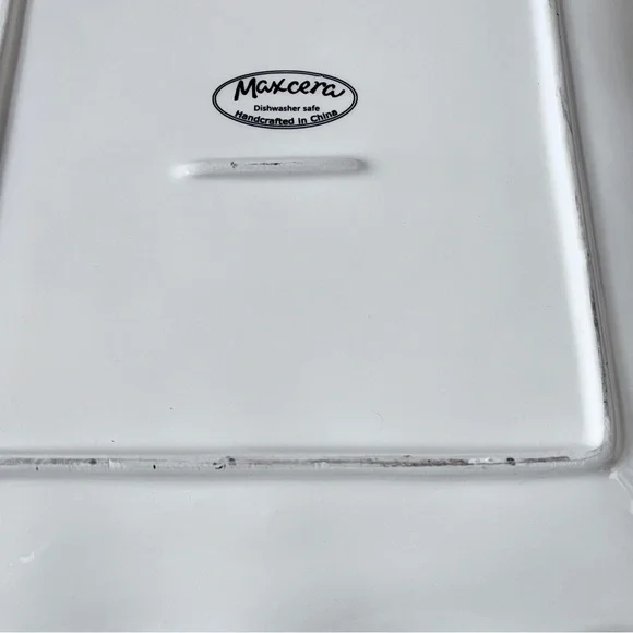 Maxcera Sketch Lemon Shabby Chic Dinner Desert Appetizer Square Plates Set of 4 - Picture 15 of 15